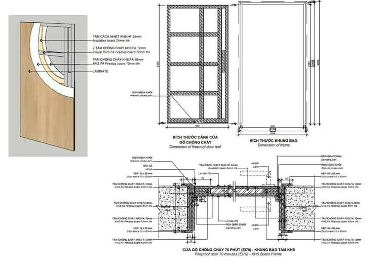Bản vẽ cửa gỗ chống cháy