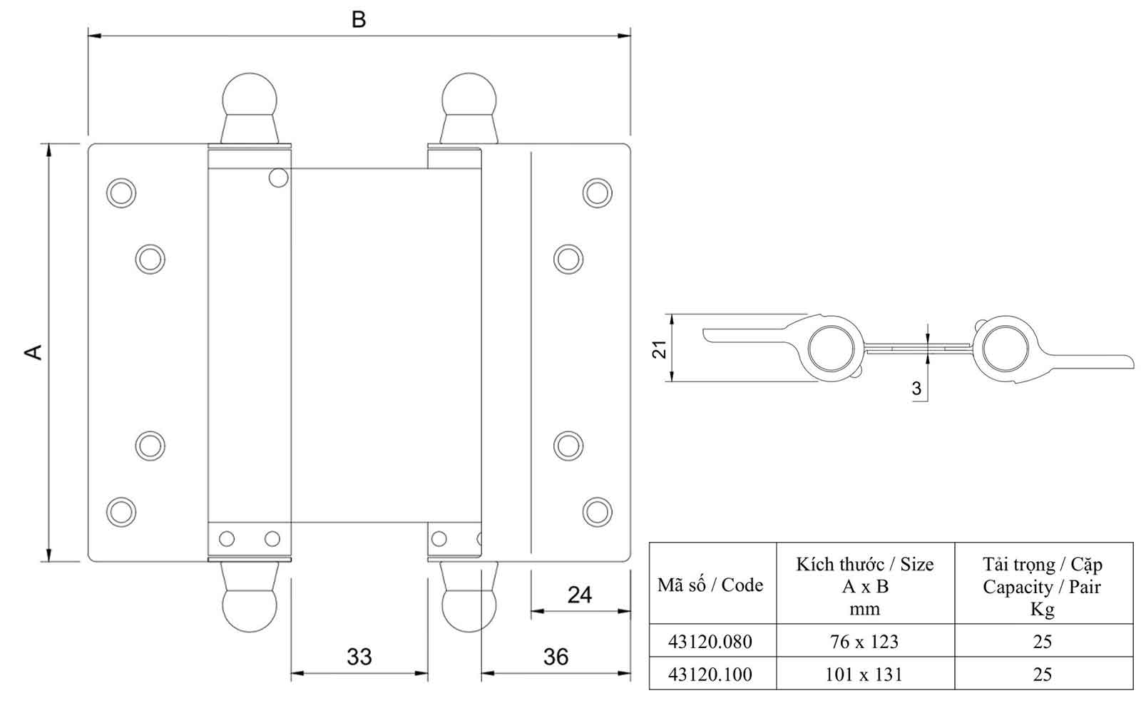 Bản lề cửa VICKINI CP-5